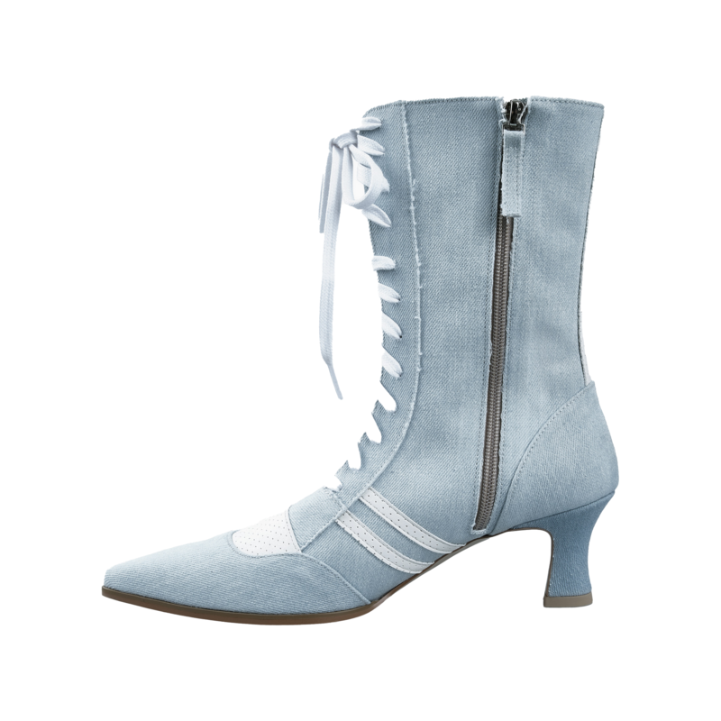 NO.2 Denim Heeled Boots (Blue Denim)