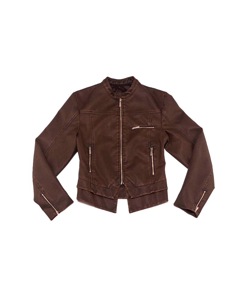 Washing Leather Rider Jacket (Brown)