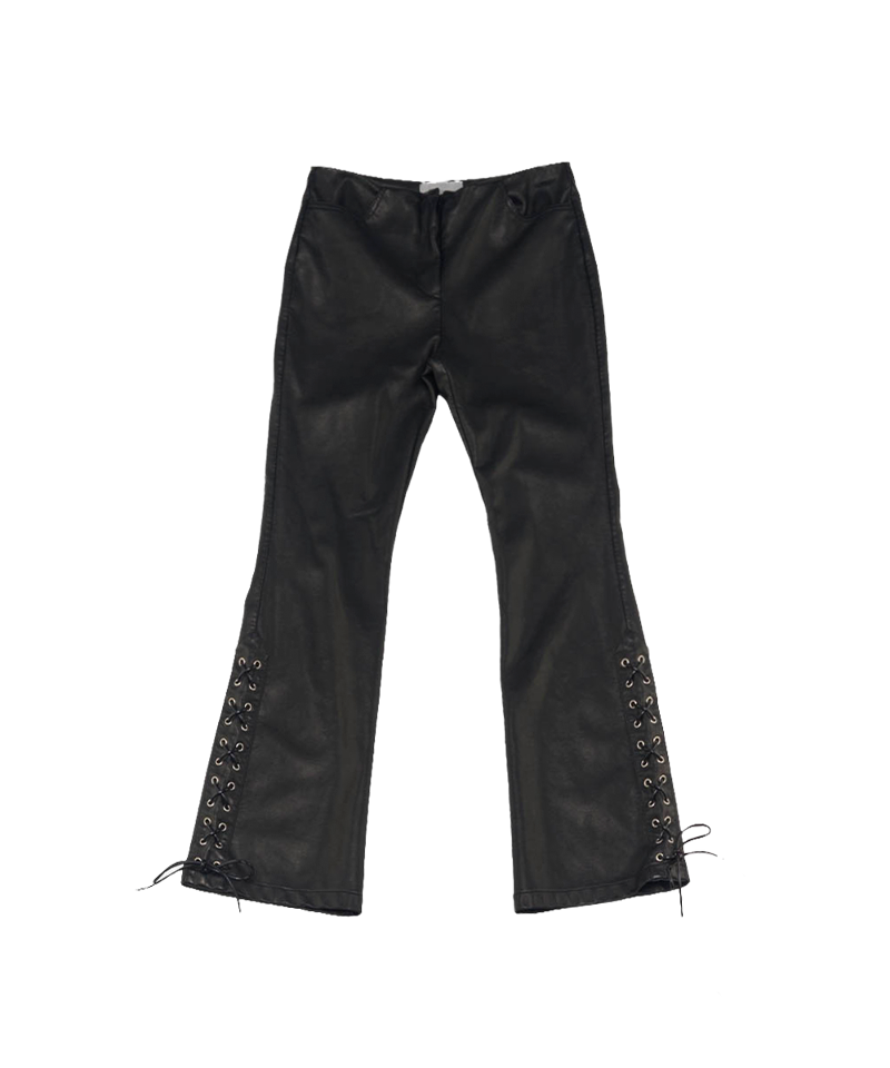 Eyelet Leather Pants (Black)